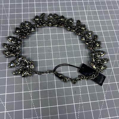 Bauble Bar Rhinestone Antique Brass Necklace