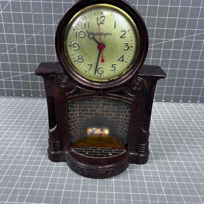 Fireplace Clock Vintage Electric