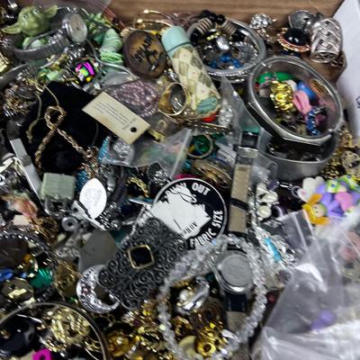 Tray of Costume Jewels with lots of Earrings