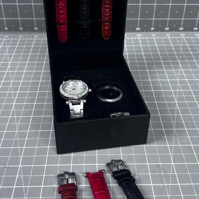 Ecclissi Sterling Silver Watch with Extra Bands and Faces