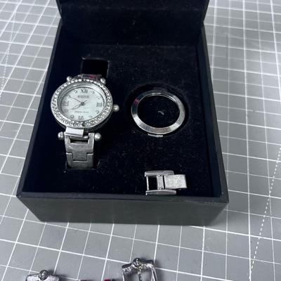 Ecclissi Sterling Silver Watch with Extra Bands and Faces