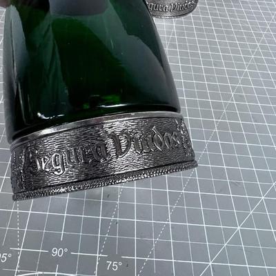2 Wine Bottles with a Pewter Base