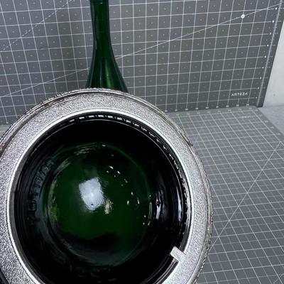 2 Wine Bottles with a Pewter Base