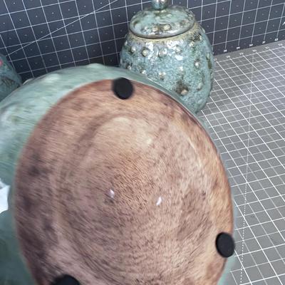 Stoneware Canister Set Turquoise Color