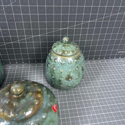 Stoneware Canister Set Turquoise Color