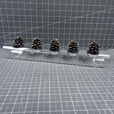 Glass Votive Candle Holder, Pinecone Candles