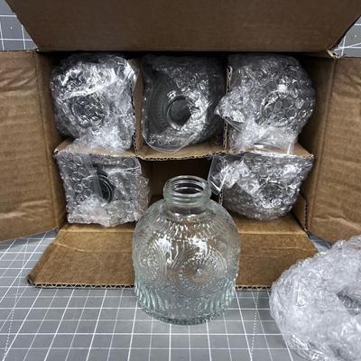 6 Glass Decorative Bottles NEW in the Box 