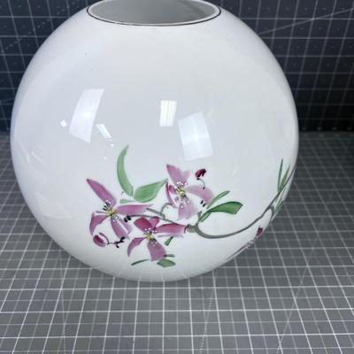 Hand Painted Kerosene Lamp Globe Milk Glass 
