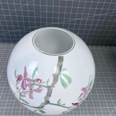 Hand Painted Kerosene Lamp Globe Milk Glass 
