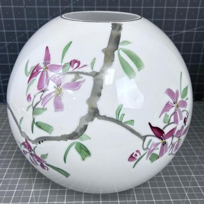 Hand Painted Kerosene Lamp Globe Milk Glass 