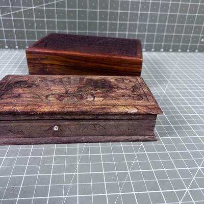 Carved Wood Keepsake Boxes, Treasure Chests 