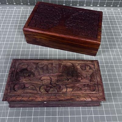 Carved Wood Keepsake Boxes, Treasure Chests 
