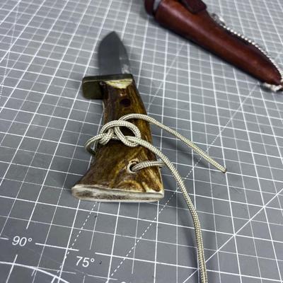 Antler Handled Hunting Knife with Sheath