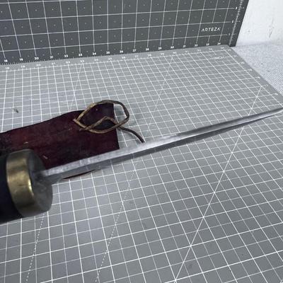 Hand Made Hunting Knife with Stacked Leather Handle