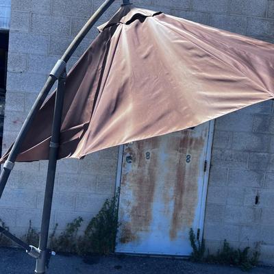 Brown Patio UMBRELLA Free Standing with Adjustable Arm 