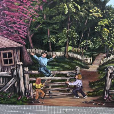 Oil On Canvas Artist Signed; Children at the Farm