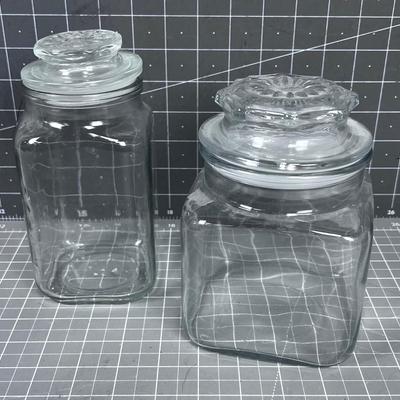 2 Covered Jars