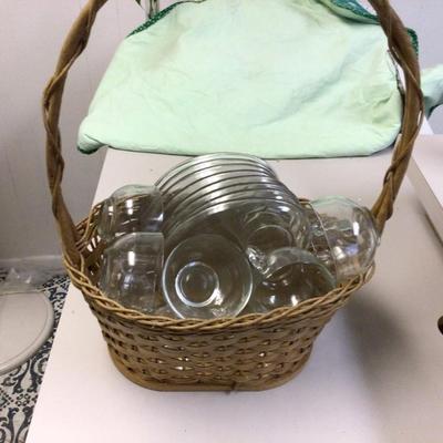 Basket of Apple Clear Glass Snake Set of Cup and Snack Tray