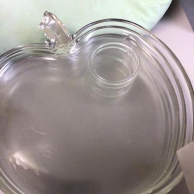 Basket of Apple Clear Glass Snake Set of Cup and Snack Tray