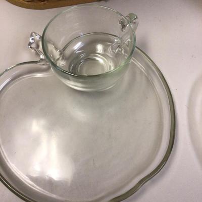 Basket of Apple Clear Glass Snake Set of Cup and Snack Tray