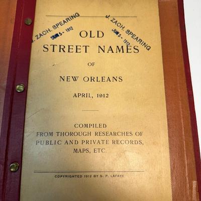 1912 Old Street Names of New Orleans
