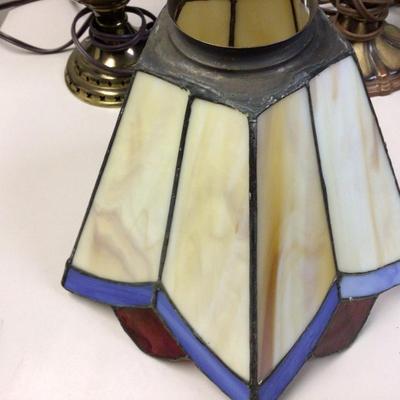 Two Table Lamps and stain Glass Lamp Shade