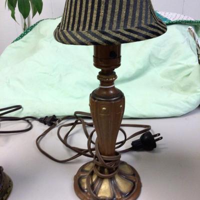 Two Table Lamps and stain Glass Lamp Shade