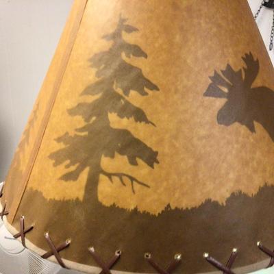 Metal Lamp With Nature Scene Lamp Shade.