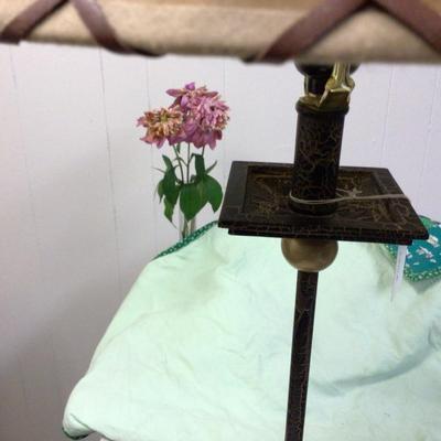 Metal Lamp With Nature Scene Lamp Shade.