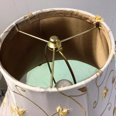 Nice Gold Metal Lamp with White and Gold Lamp Shade
