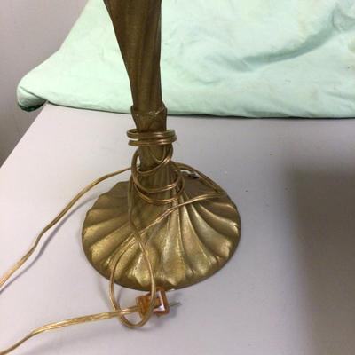 Nice Gold Metal Lamp with White and Gold Lamp Shade
