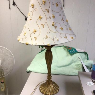 Nice Gold Metal Lamp with White and Gold Lamp Shade