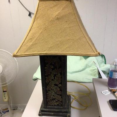 Great Oak Leaf Wood Lamp with Cloth Shade