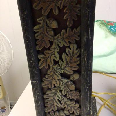 Great Oak Leaf Wood Lamp with Cloth Shade
