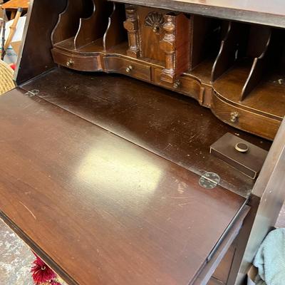 Maddox Walnut drop down desk dresser