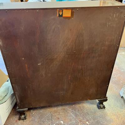Maddox Walnut drop down desk dresser