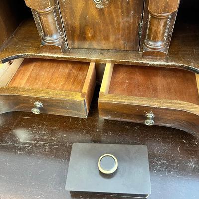 Maddox Walnut drop down desk dresser