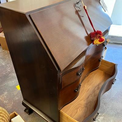 Maddox Walnut drop down desk dresser