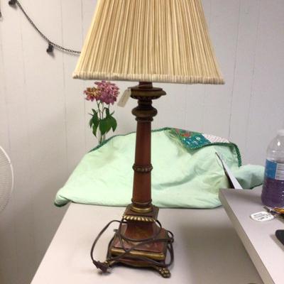 Wood Lamp with Cloth Shade