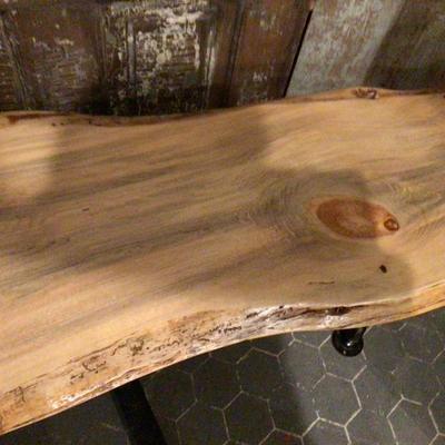 Wood and Metal Bench Table
