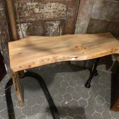 Wood and Metal Bench Table
