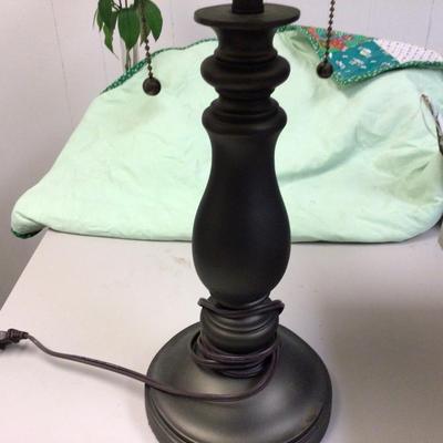 Bronze Metal Lamp with White and Black Lamp Shade