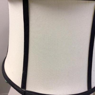 Bronze Metal Lamp with White and Black Lamp Shade