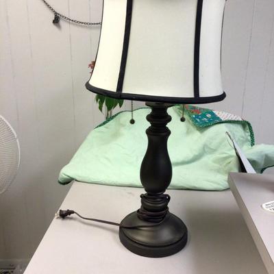 Bronze Metal Lamp with White and Black Lamp Shade
