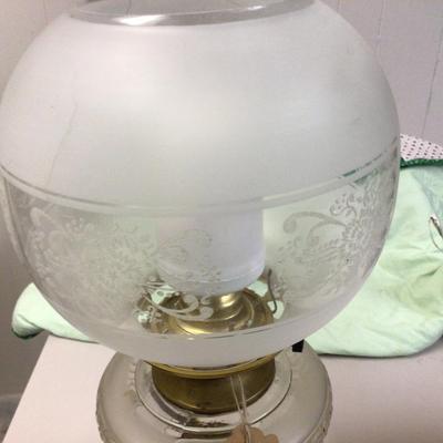Vintage Electrified Oil Lamp light with Glass Shade