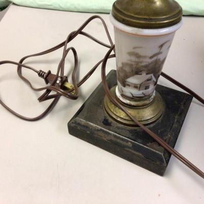 Vintage Electrified Oil Lamp light with Glass Shade