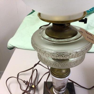 Vintage Electrified Oil Lamp light with Glass Shade