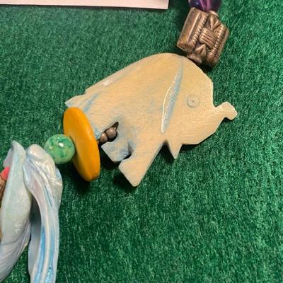 Treska Multi Colored Shell Beaded Elephant Necklace