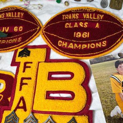 Football letter patches, maps, pins