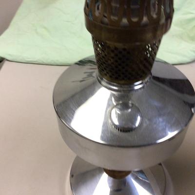 Aladdin Style Metal Lamp with Glass Chimney.